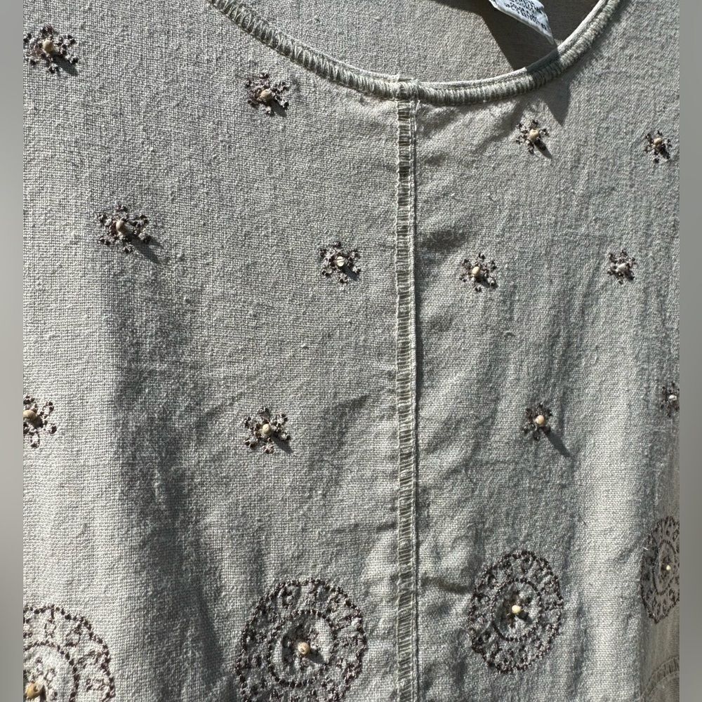 White Stag Linen Blend Lagenlook Tank Maxi Dress Shift Boho Size M Coastal Airy — image 4 of 8